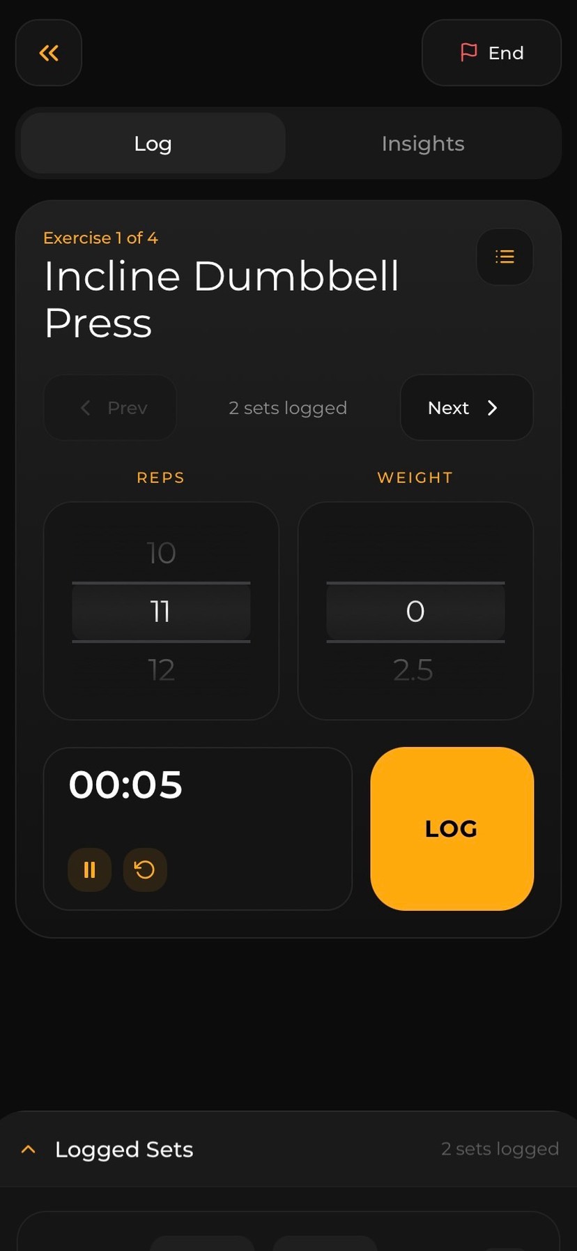 BuffBuddy app showing workout logging