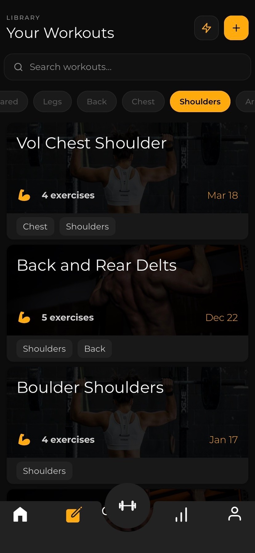 BuffBuddy app showing progress charts