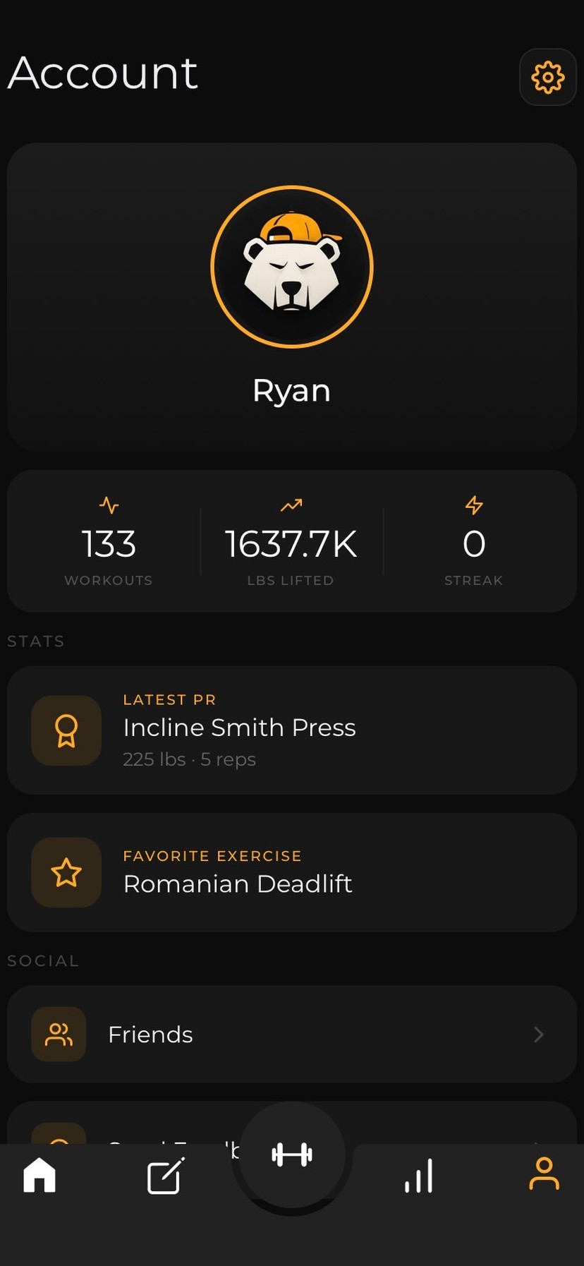 BuffBuddy app showing personal records